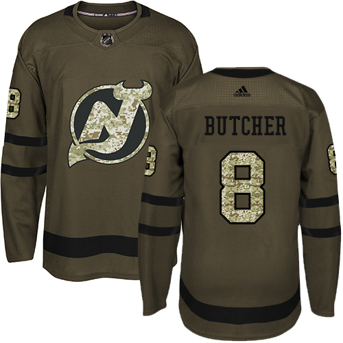 Adidas Devils #8 Will Butcher Green Salute to Service Stitched Youth NHL Jersey